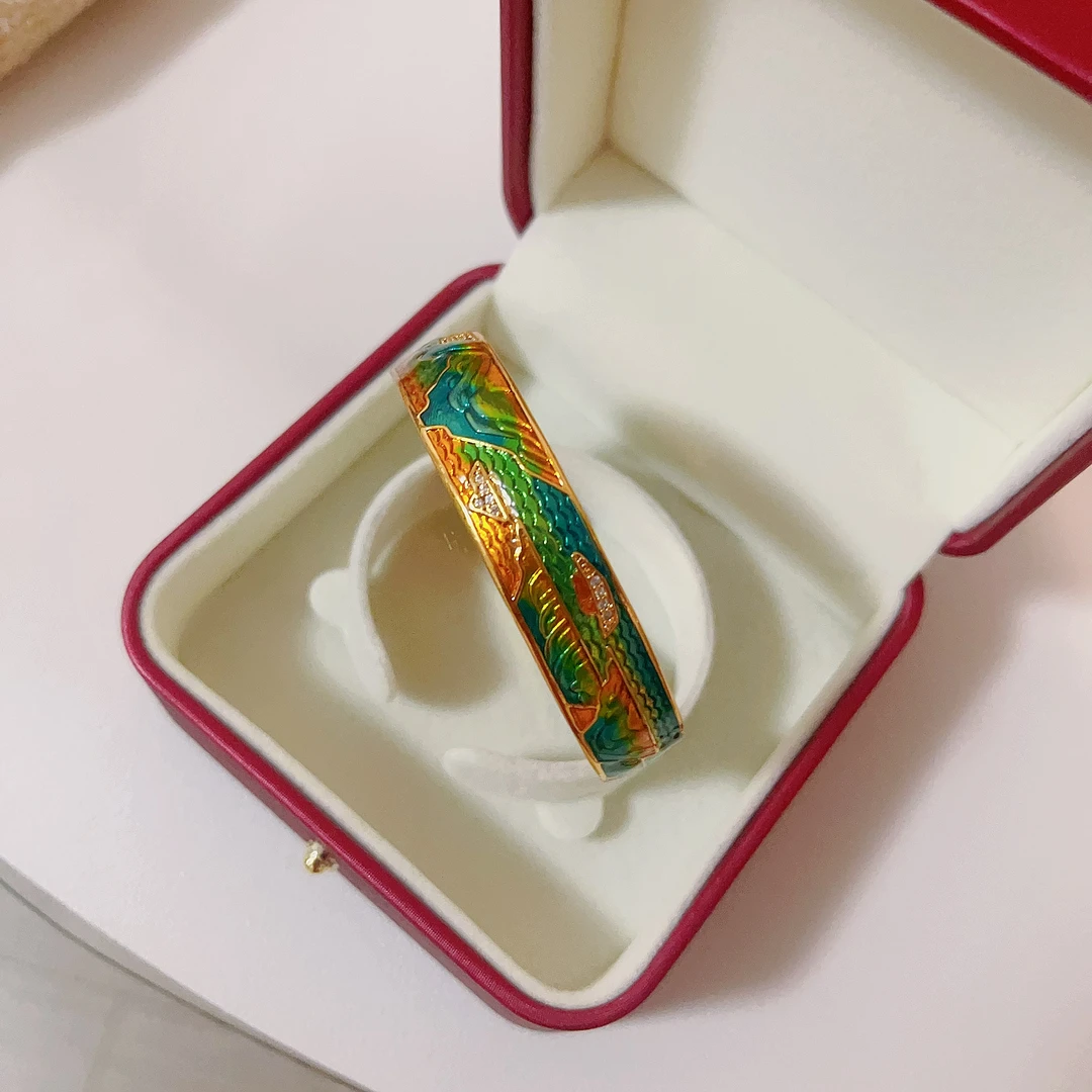 非金属珐琅手镯 合金珐琅手镯【千里江山宫廷风手镯宽版】60圈口