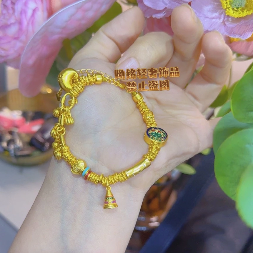 合金珐琅手链 绿度母高定精工盘缠手链复古古风编织编绳饰品轻奢