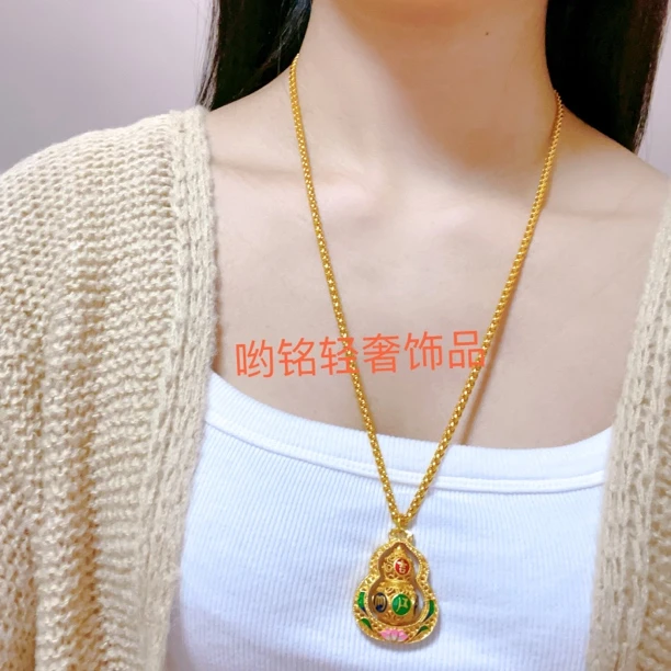 合金布艺项链 合金项链 [烧蓝六字真言吉祥葫芦]