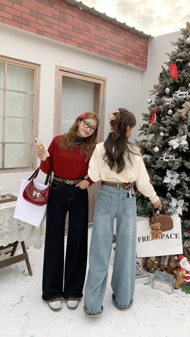 爆板阳气款、加厚复合绒阔腿裤显瘦加绒韩版秋冬直筒百搭时尚