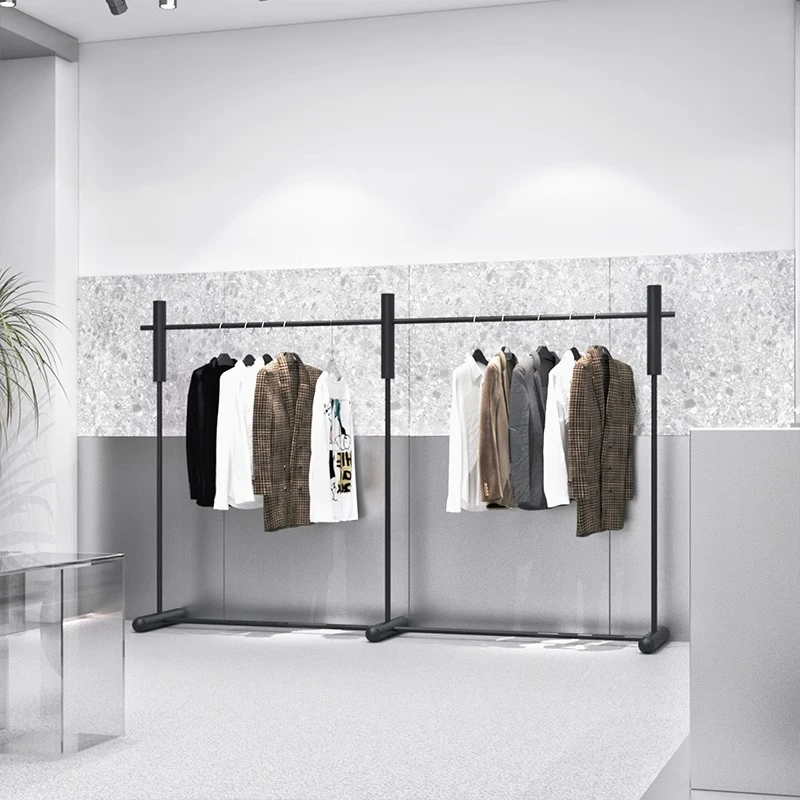 服装店轻奢北欧不锈钢银色陈列货架女装店简约中岛落地式展示架