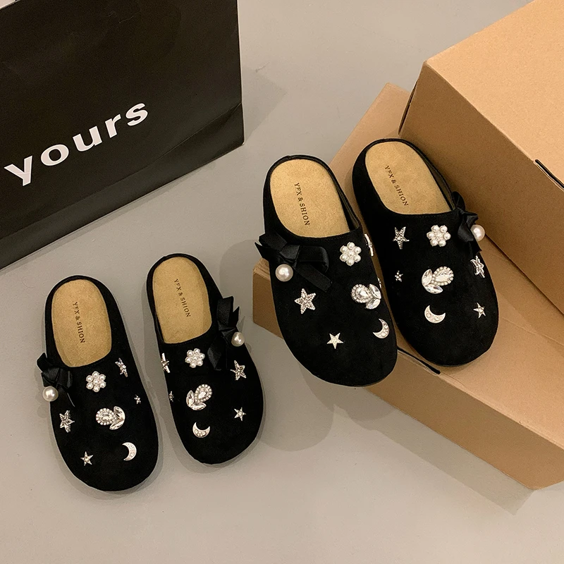 2024新款秋季小众设计一脚蹬百搭平底包头半拖穆勒鞋女玛丽勃肯鞋