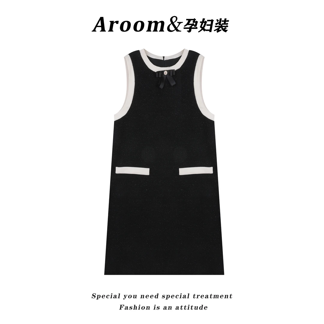 现货/AROOM孕妇装秋冬款小香风背心裙套装显瘦U12-9