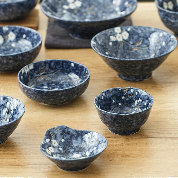 蓝雪白樱花餐具陶瓷吃饭碗日本进口拉面碗日式钵碗家用汤碗釉下彩