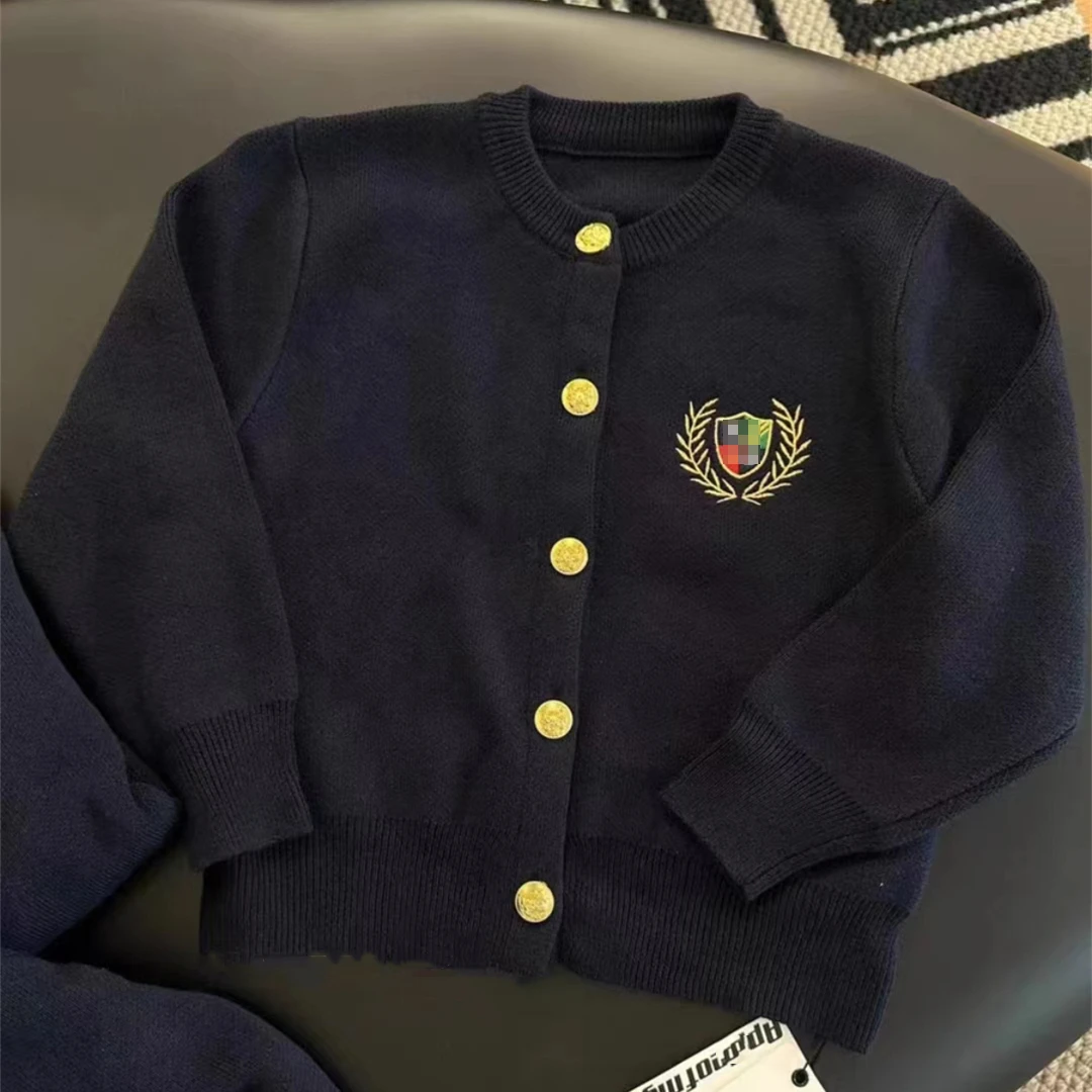 【学院风】儿童毛衣开衫秋冬新款男女童学院风针织外套经典刺绣上衣