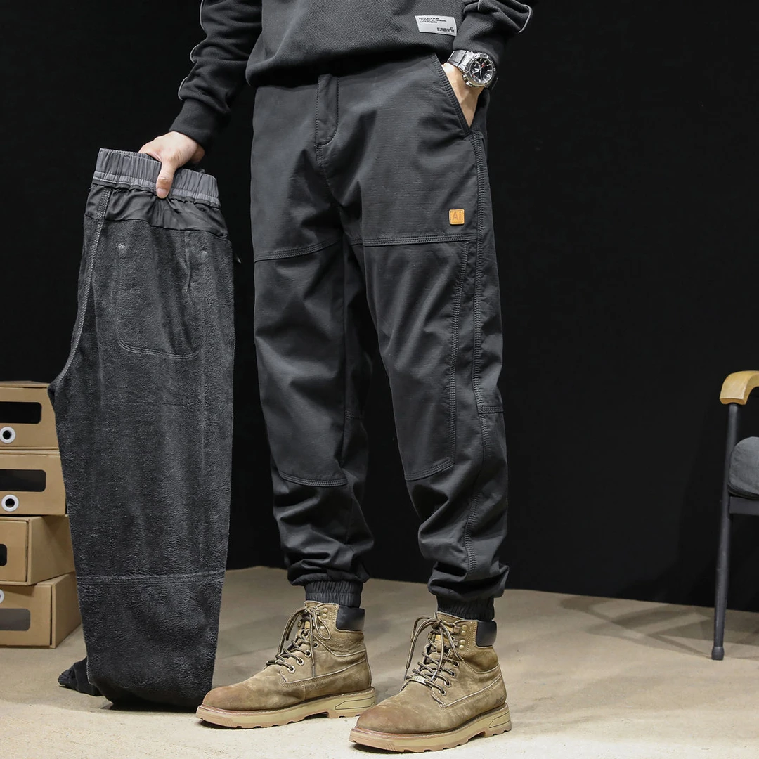 美式休闲裤男士秋冬加绒加厚潮牌工装长裤男款裤子耐磨劳保工作裤