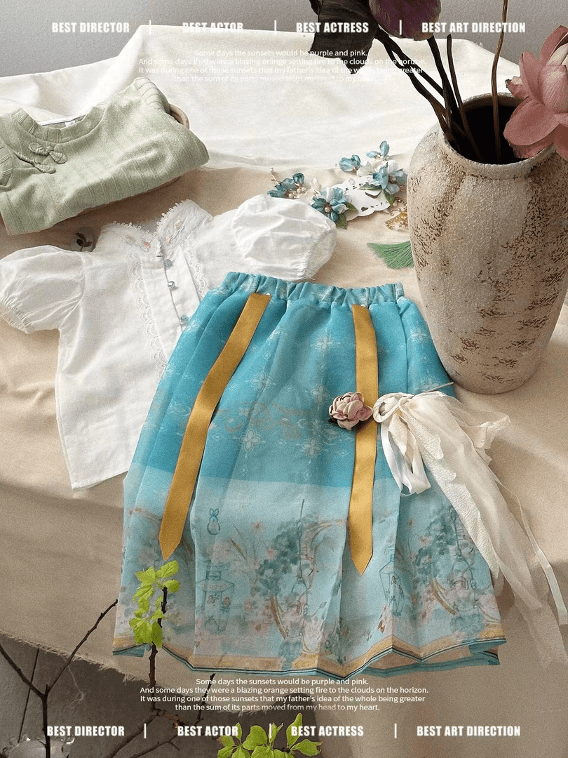 ZM-8905-儿童重工国风领子刺绣百搭上衣（夏款）