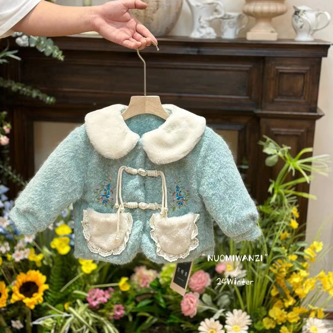 AMX-1082-儿童森系重工法式潮童毛毛领外套（冬款）