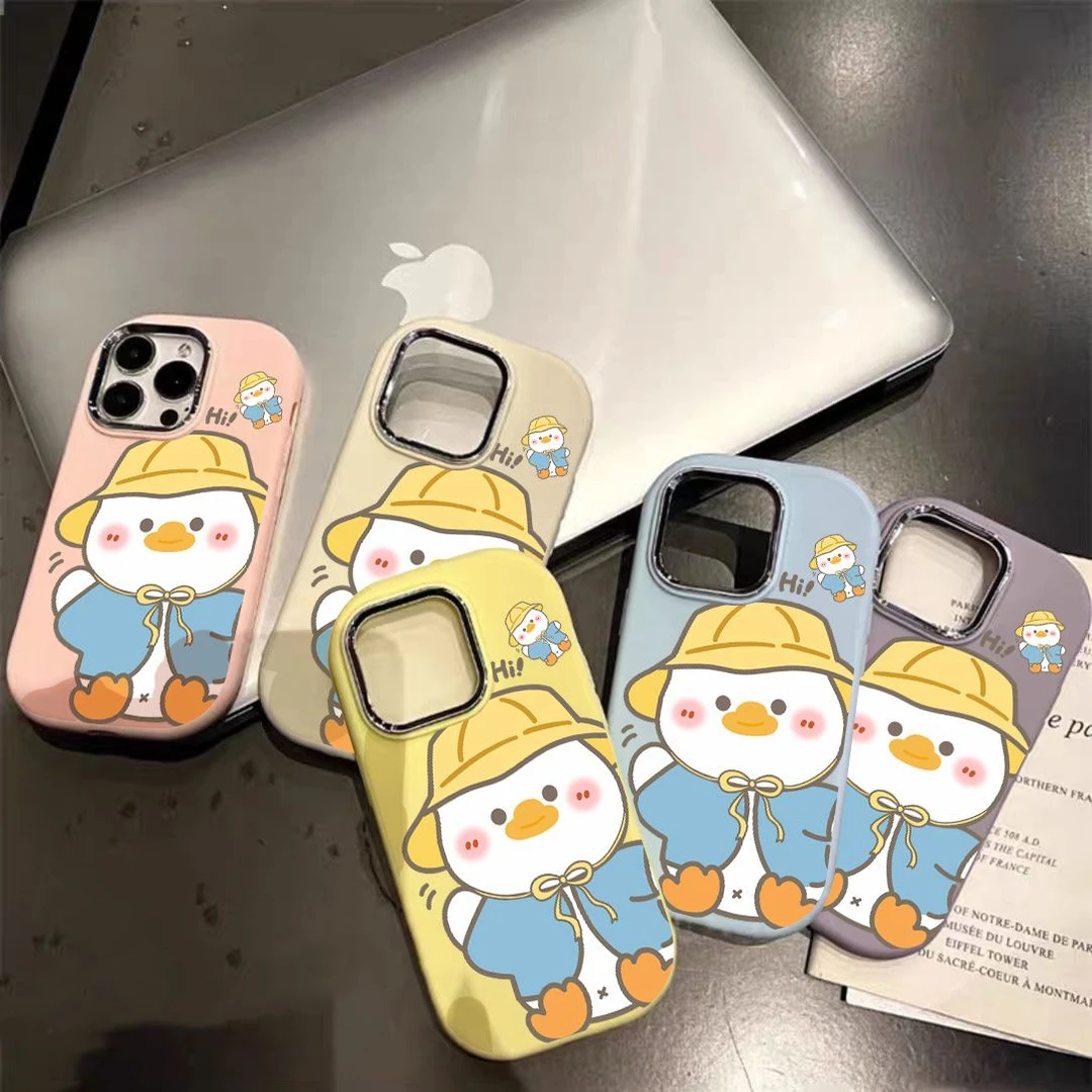 黄帽鸭子苹果14promax手机壳iPhone15可爱13/12/11软壳xs/xr潮款