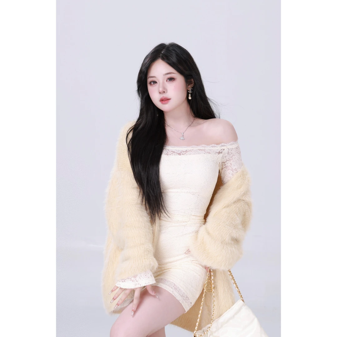 MengFairy 【浪漫本能】纯欲蕾丝拼接气质身包臀连衣裙3831M雅丹