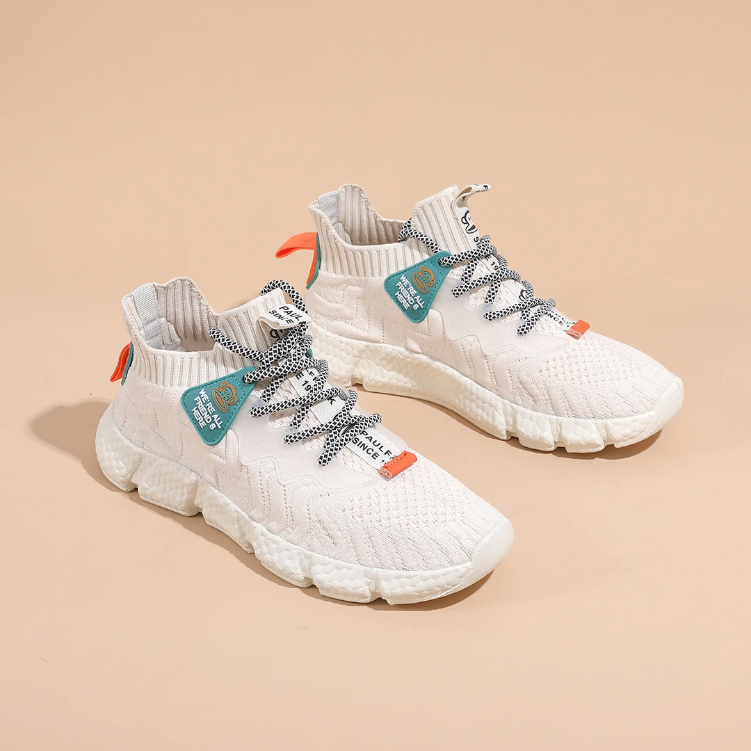 paul frank/大嘴猴潮流透气跑步鞋情侣款休闲百搭潮鞋飞织时尚鞋