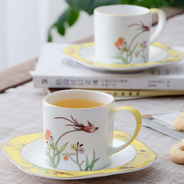 Milandu/米兰度美人瓷系列手绘水杯咖啡杯碟茶杯马克杯家用两件套