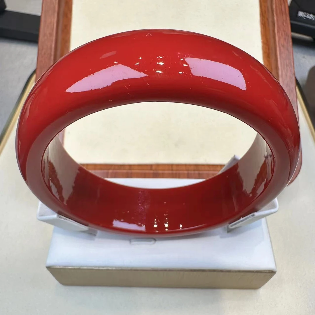 G609博物S有机化石海红三姑娘手镯红色（圈口备注）