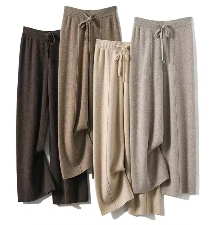 【奢品】直筒休闲羊毛裤子秋冬季有垂感阔腿裤百搭抽绳松紧有弹力