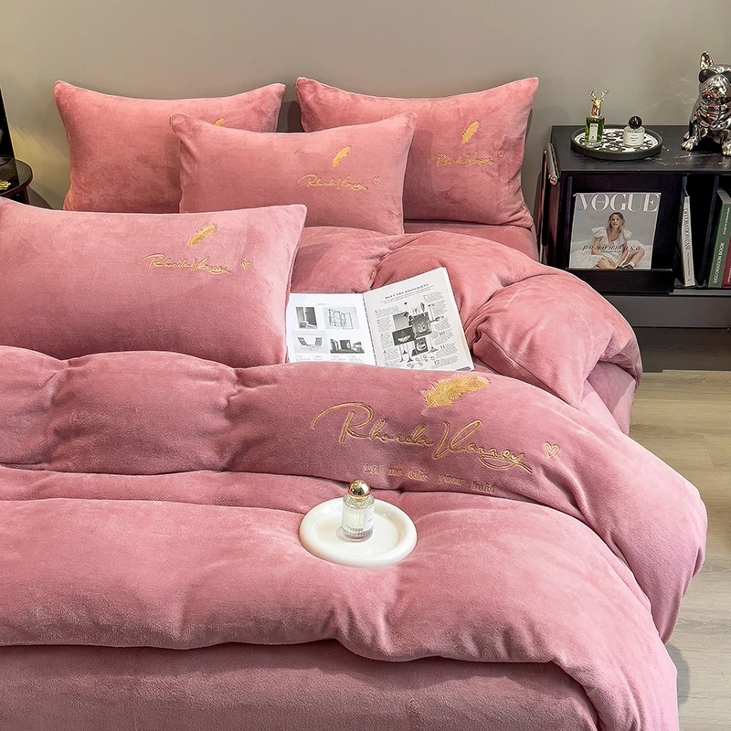 牛奶绒被套单件150x200x220cm秋冬季珊瑚绒加厚双面绒被罩套（5L）