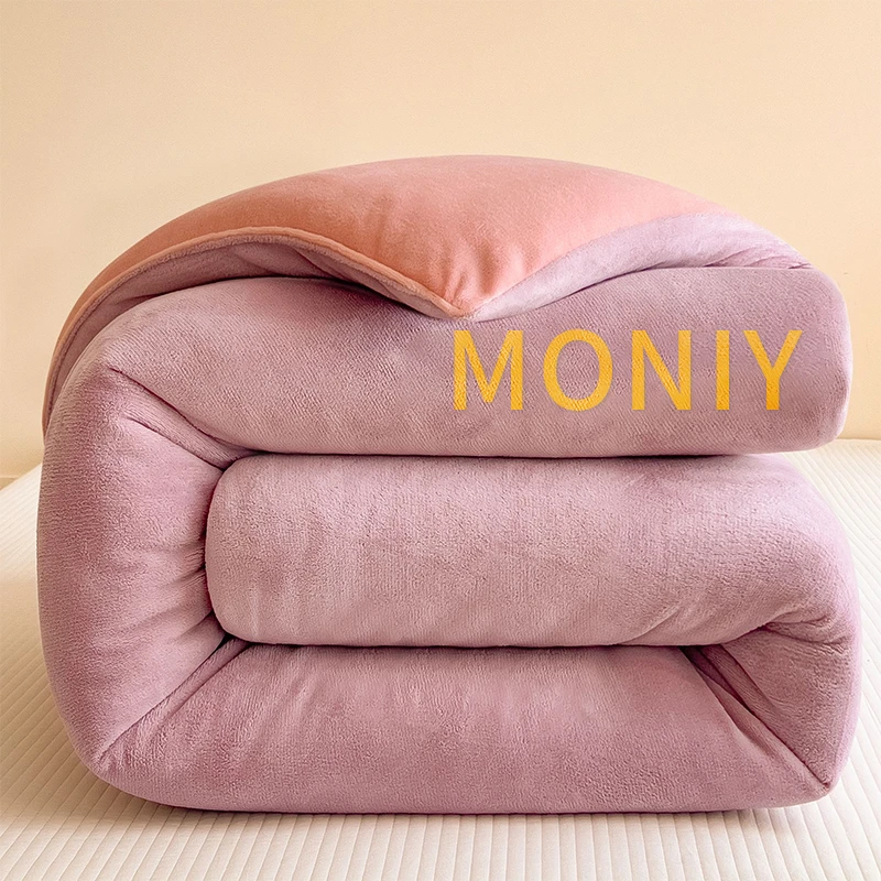 加厚牛奶绒秋冬被单双人刺绣保暖被褥学生宿舍被芯被子家用春秋被