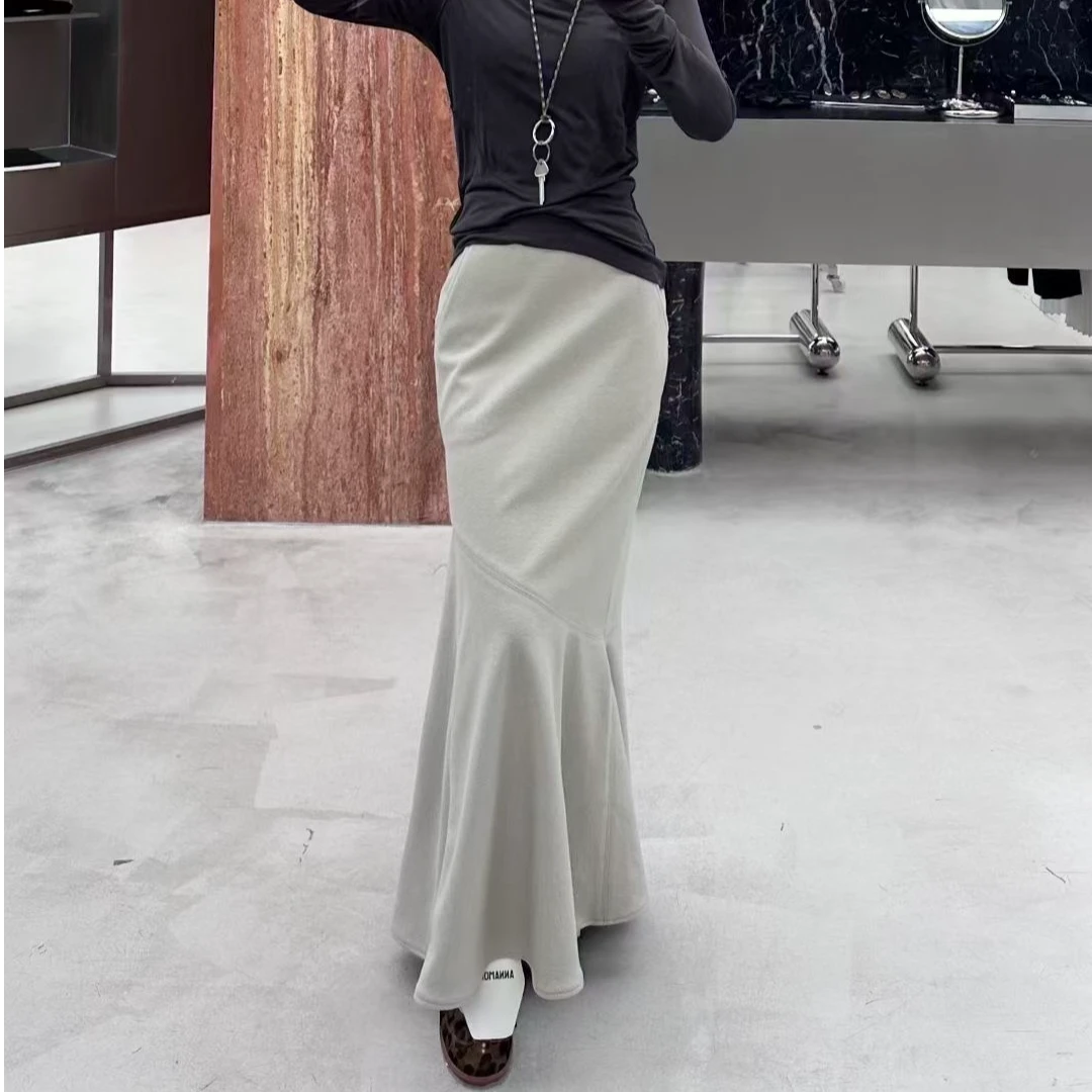 ANNAMOOER 设计师品牌米色鱼尾半身裙AM63Q026