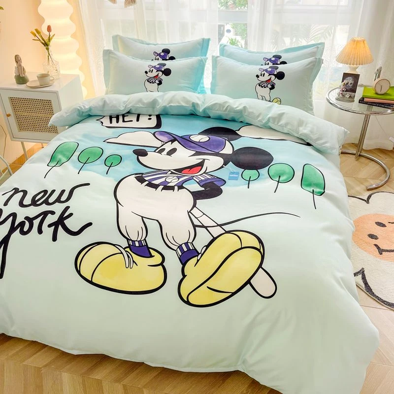 正版迪士尼卡通可爱米奇被套四件套床上用品学生宿舍床单人三件套