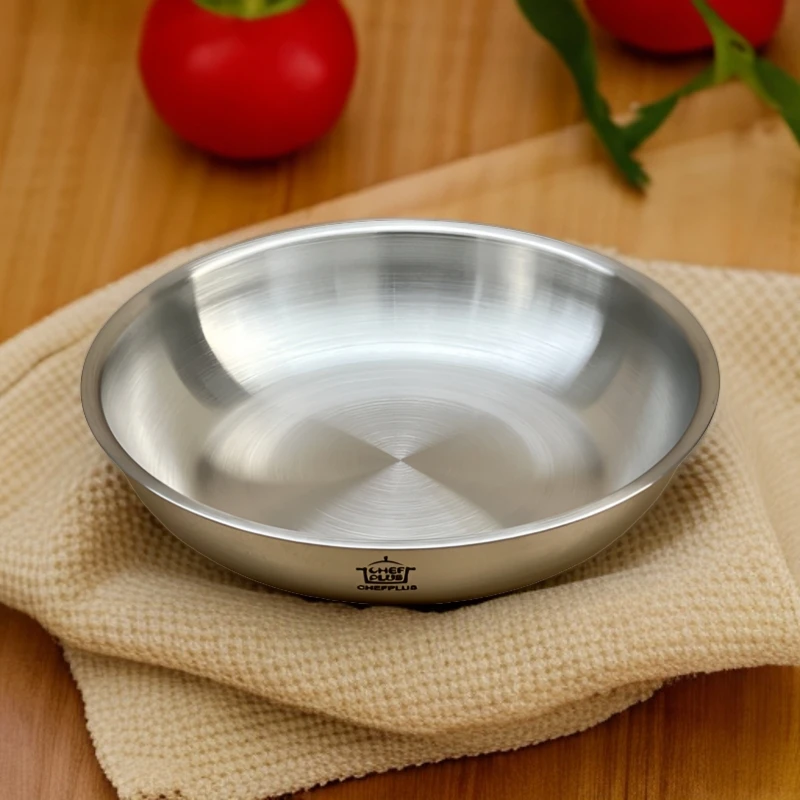 K2 20cm 尾货不锈钢家用加厚实心菜盘菜碟菜碗拌水果盘菜碟子果盘