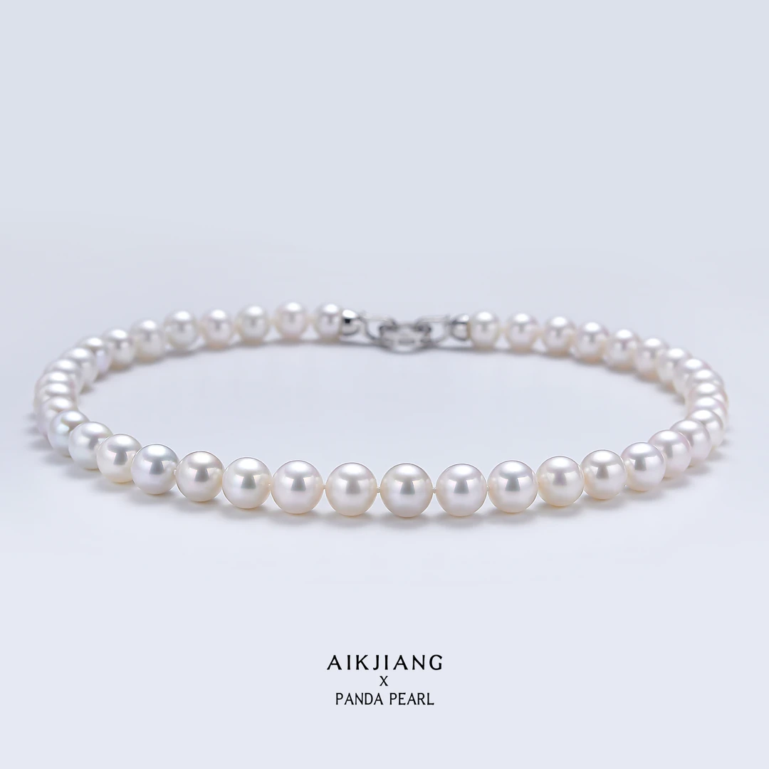 AIKJIANG/爱匠【白总】淡水无核大熊猫珍珠项链9-11mm 赠同款手链