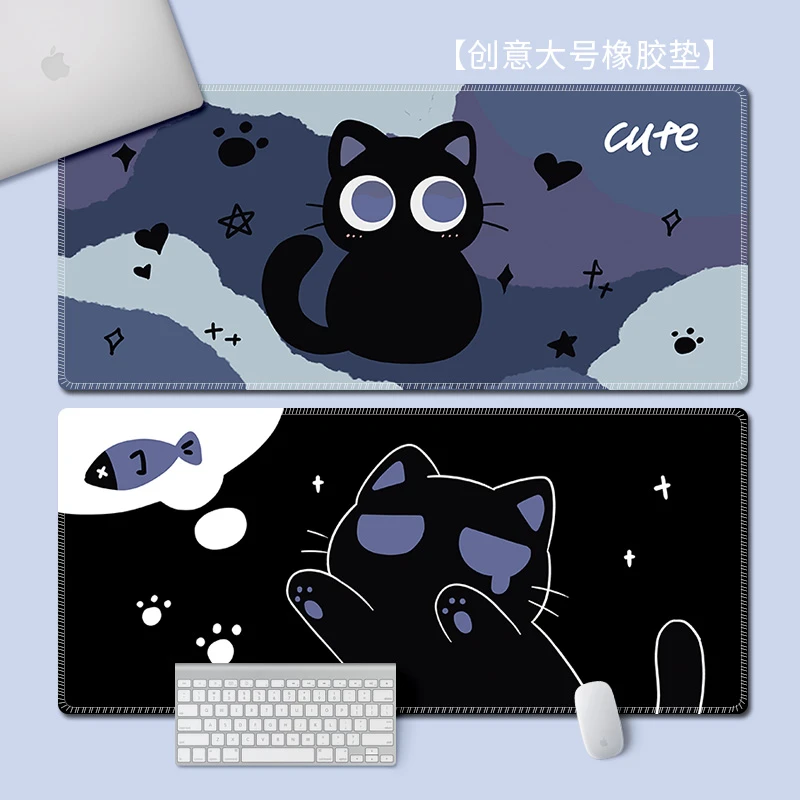 卡通猫咪鼠标垫超大创意ins男女生办公电脑键盘垫写字台学习桌垫