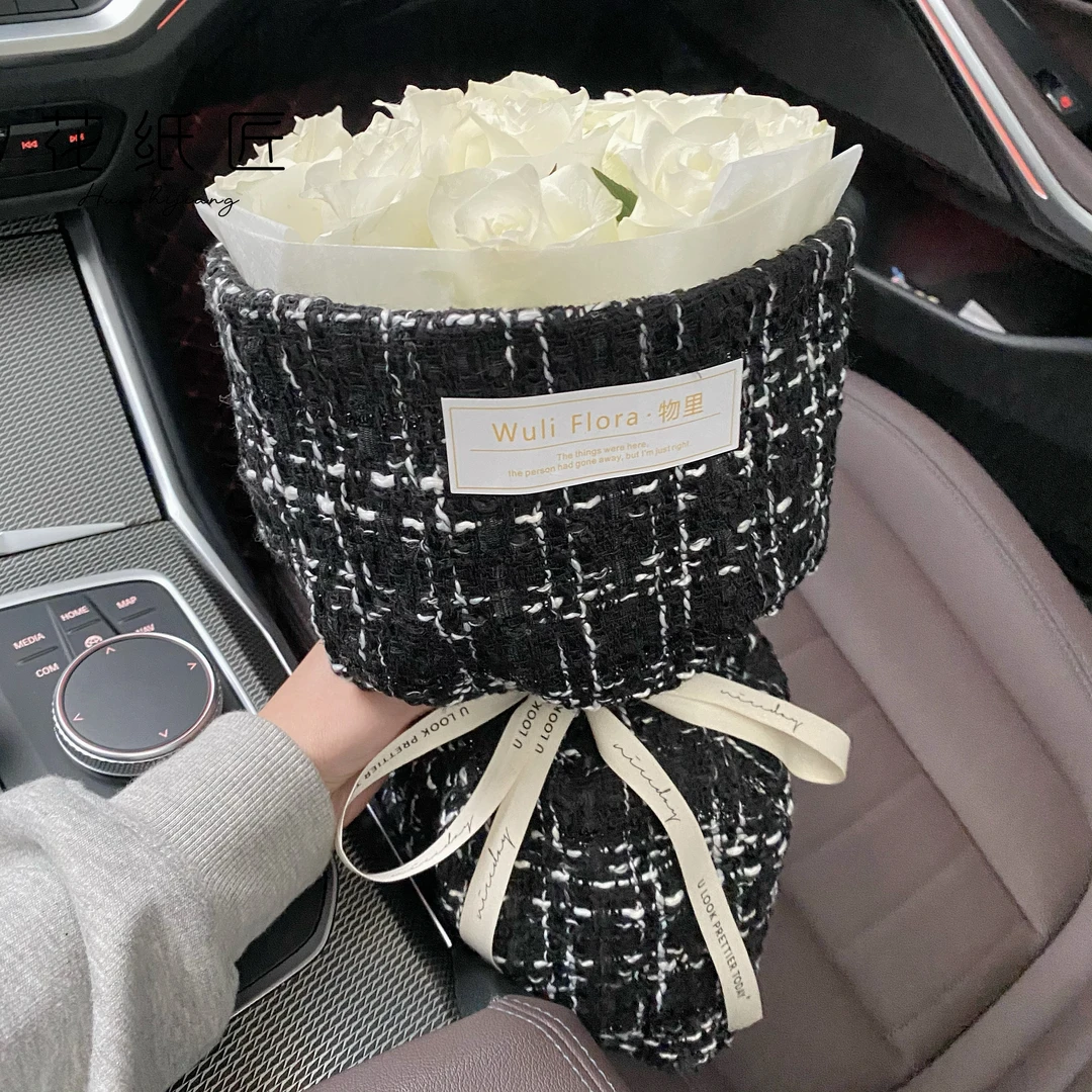 花纸匠 布艺小香风鲜花花束纱网布料包装纸轻奢时尚圆形包花布