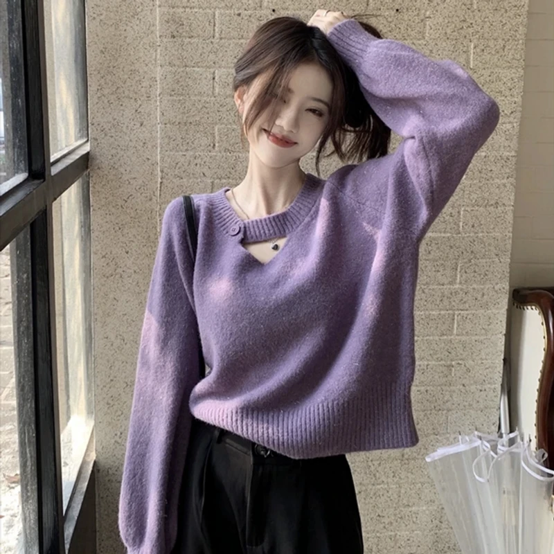 毛衣女2024秋冬新款慵懒风复古镂空针织衫内搭温柔打底衫上衣