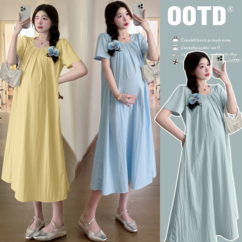 孕妇夏装连衣裙2025新款夏季薄款清凉连衣裙长款显瘦大码时尚过膝