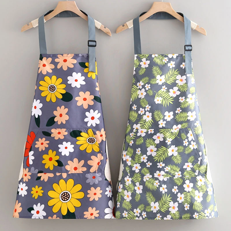 新款防水可调节围裙光滑耐磨厨房家用做饭洋气可爱夏季薄款工作服