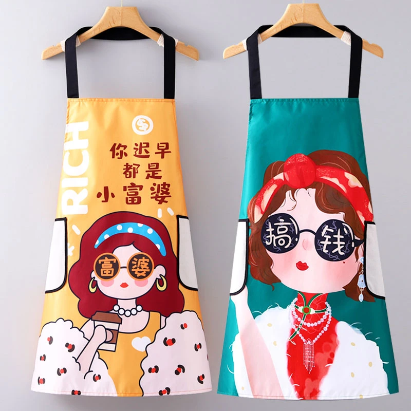 家用厨房围裙防水防油洋气女时尚网红韩版做饭围腰工作服男士定制