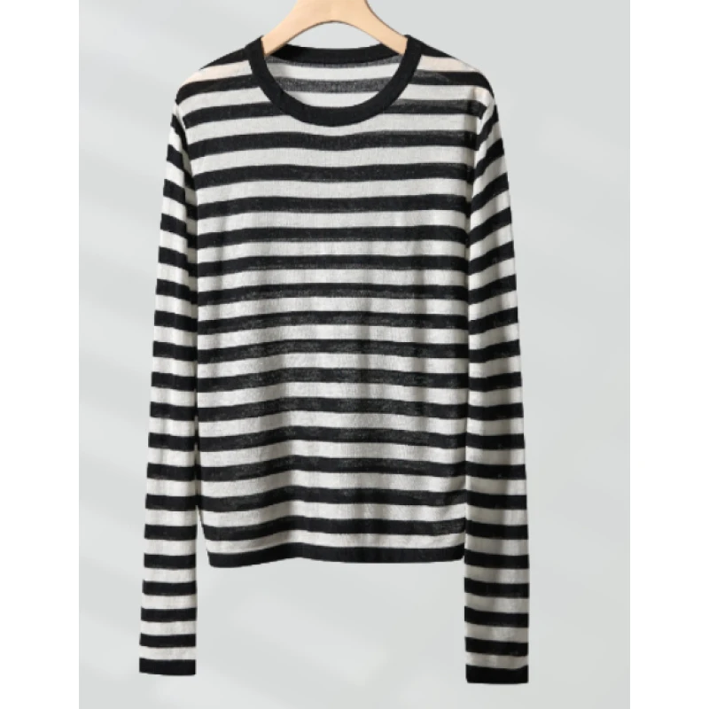 知初SONA AUTUMN ZC2331 条纹长袖打底衫百搭