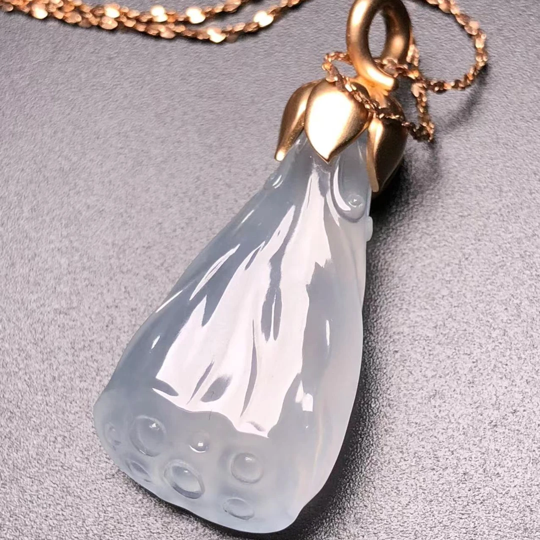 翡翠莲蓬 种老水润 气质时尚镶嵌高冰灵动