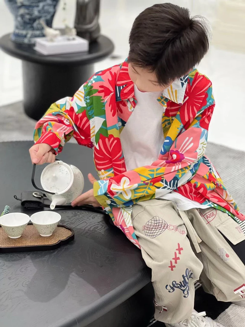 *亿洋潮牌童装“痞帅小碎花”儿童限量款衬衫56561