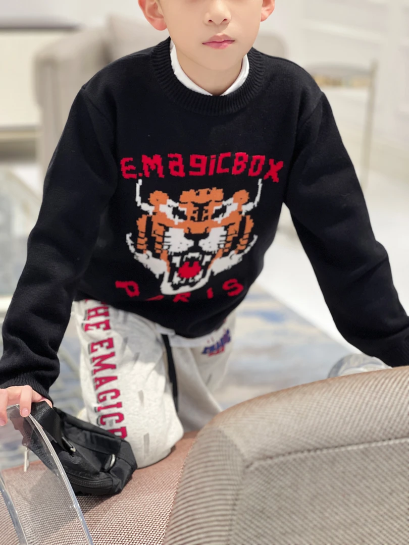 亿洋潮牌童装“萌宠帅宝”儿童限量款毛衣M1009