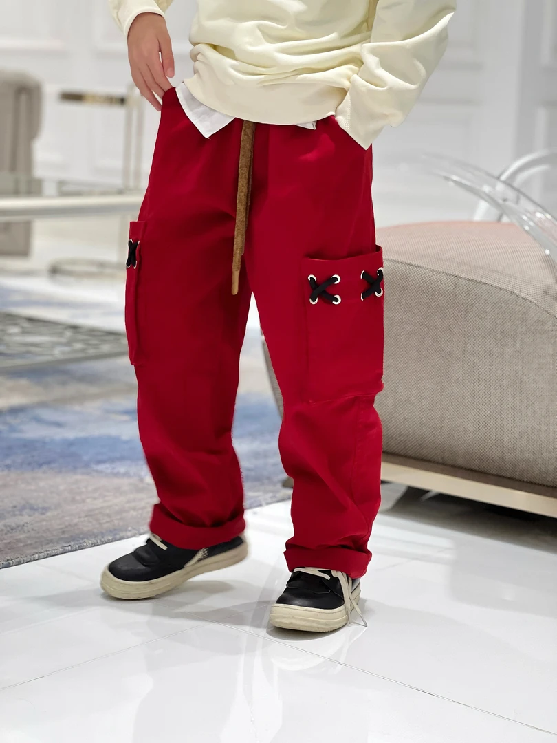 亿洋潮牌童装“滑板精致”儿童限量款春秋工装裤B5411