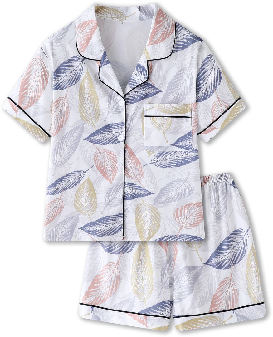 夏季新款睡衣女棉质短袖短裤两件休闲女大学生套装大码宽松家居服