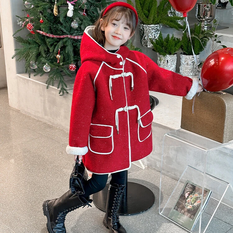 叶超潮童年货款呢大衣外套