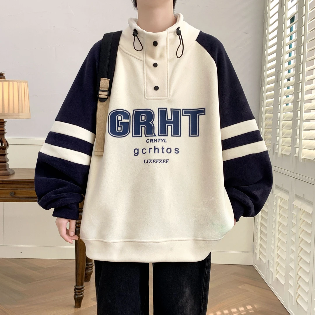 秋冬季新款半高领卫衣青少年奥粒绒卫衣内搭保暖舒适百搭打底上衣