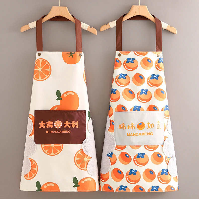家用围裙防水防油厨房可擦手耐脏围裙罩衣女家务做饭工作防护围腰