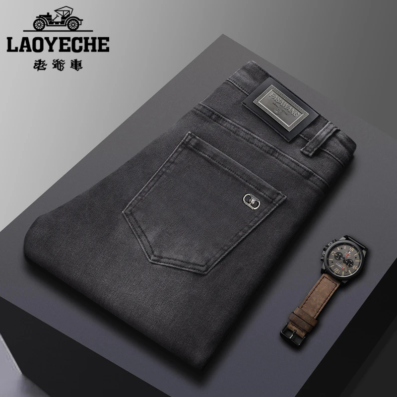 LAOYECHE/老爷车牛仔裤男直筒修身秋冬季欧版弹力百搭休闲长裤子