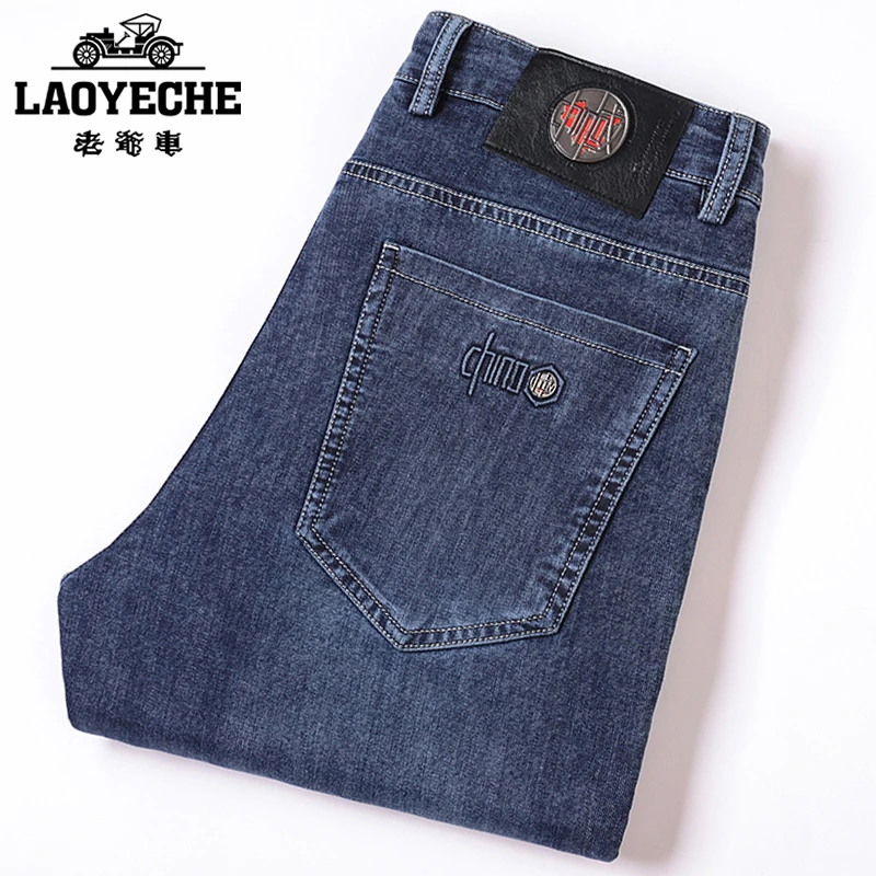 LAOYECHE/老爷车男士牛仔裤秋冬弹力百搭商务宽松直筒休闲长裤子