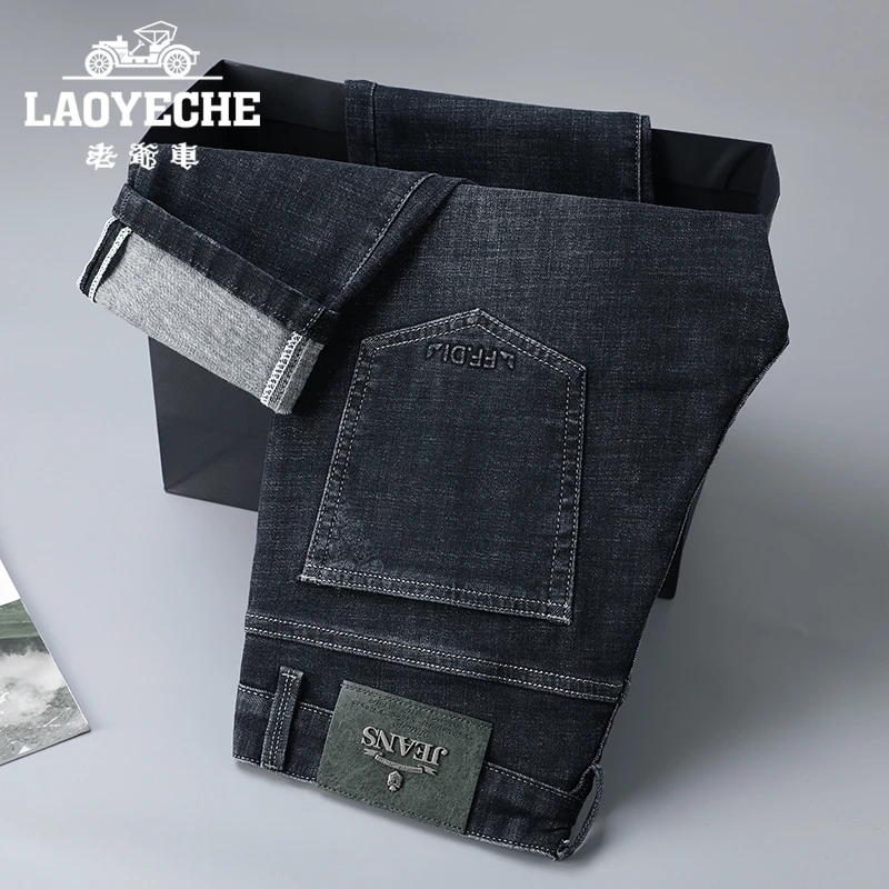 LAOYECHE/老爷车直筒牛仔裤男款宽松弹力男士新商务春季休闲裤子
