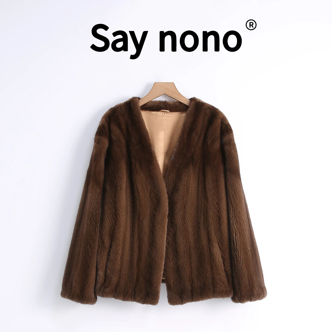 懒猫nono│Saynono＿1 天鹅绒短二水貂抽刀皮草外套女/XS918A