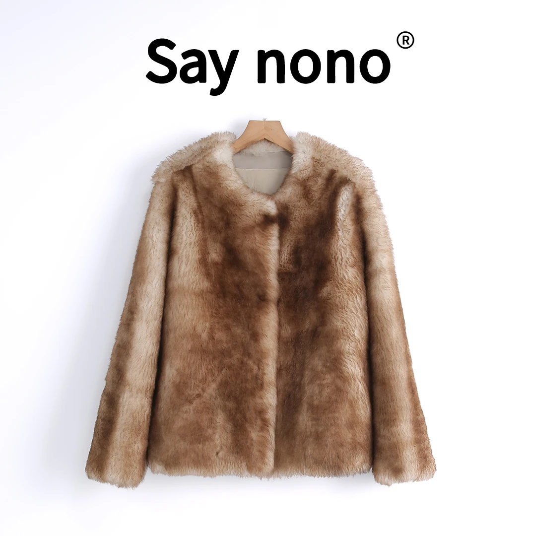 懒猫nono│Saynono 奢华感＿双色小美利奴短款皮草外套女 /GS2402