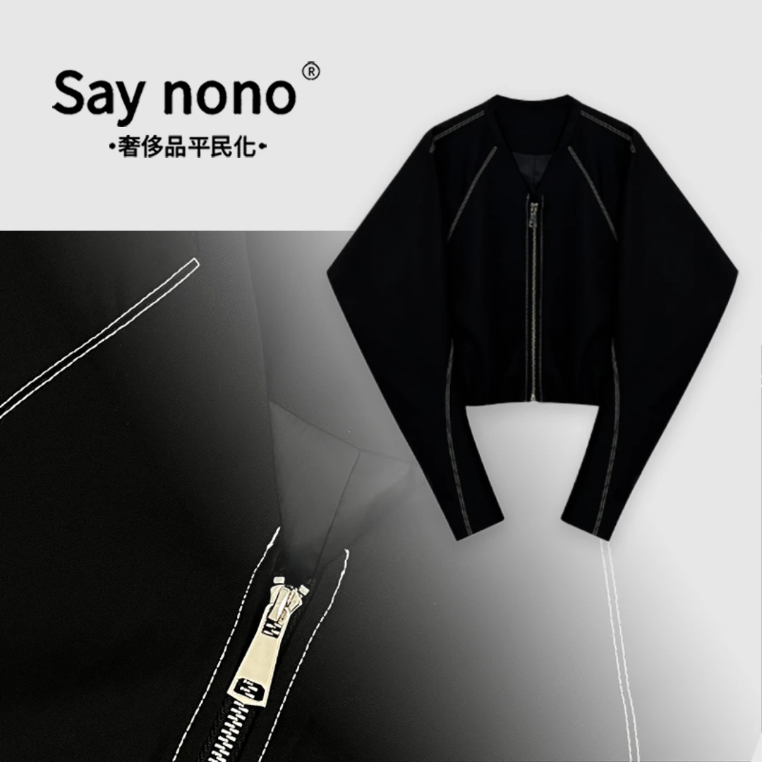 懒猫nono│Saynono 酷飒＿新款高级短款夹克上衣女外套 -F23094