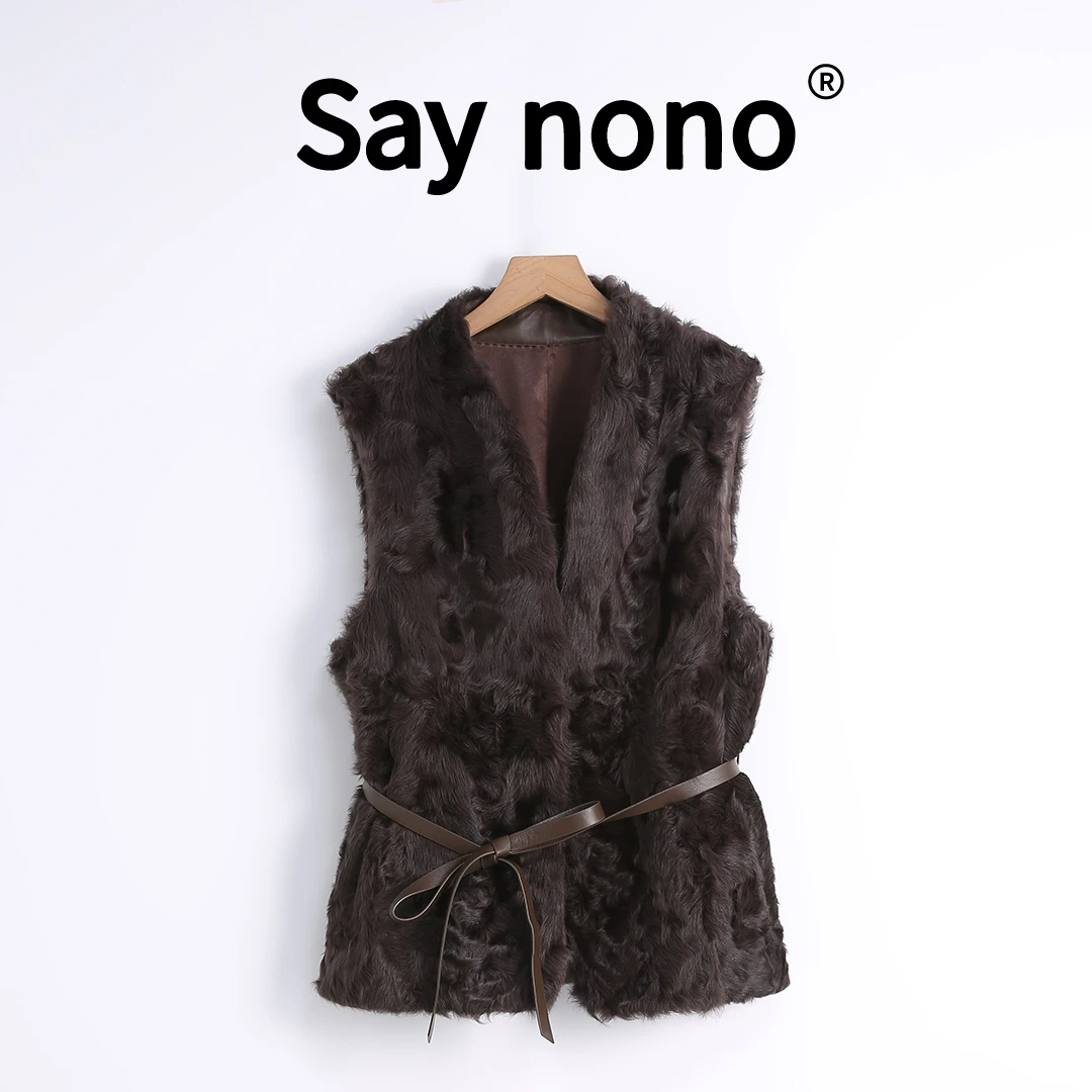 懒猫nono│Saynono 灵雅作家＿小象羔V领短款马甲上衣/WD013