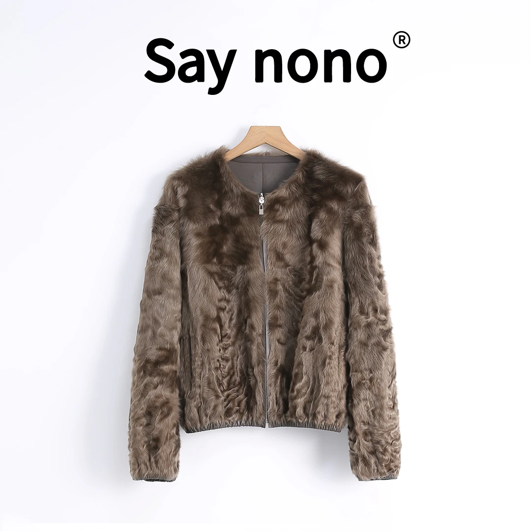 1懒猫nono│Saynono 枫糖拿铁＿湖羊皮毛一体卷毛皮草外套/G111