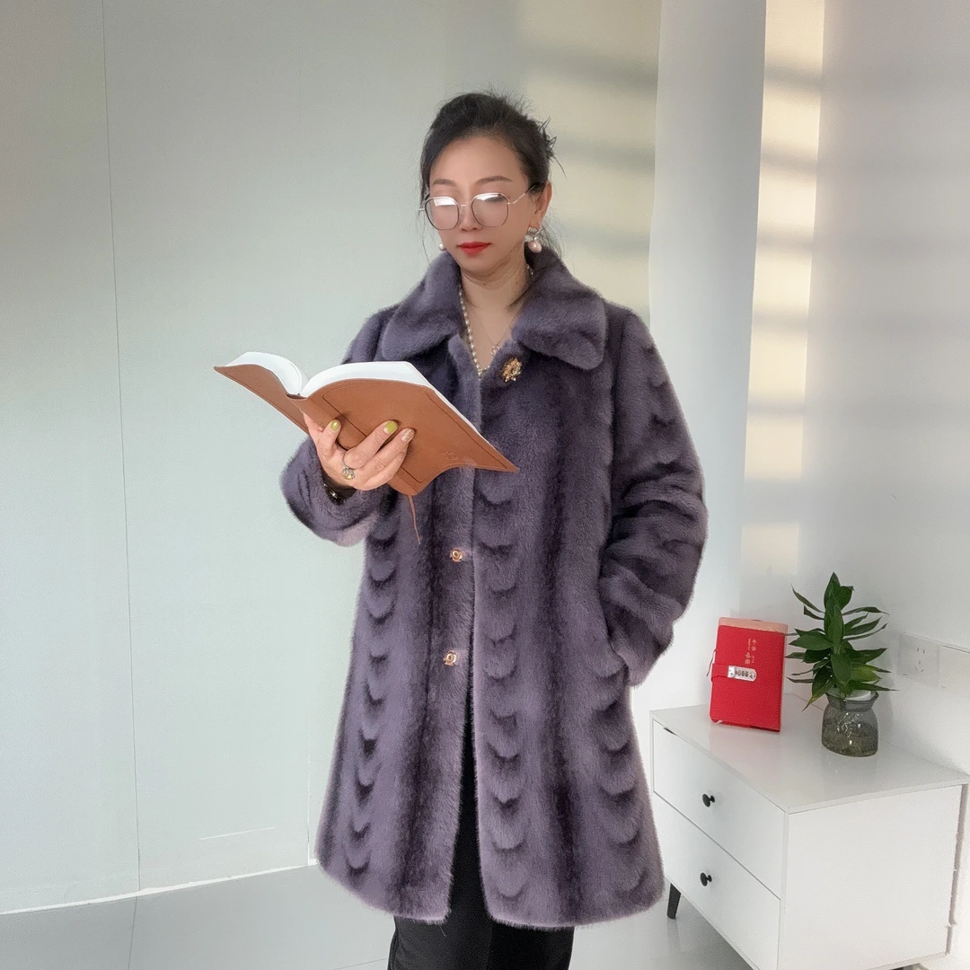 2024年轻奢中长款女士外套冬季新款皮毛一体百搭
