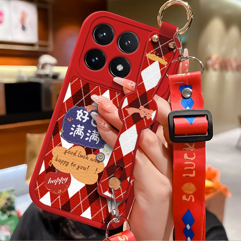 适用于小米红米k70手机壳好运满满k70pro腕带小羊皮Redmik70por高