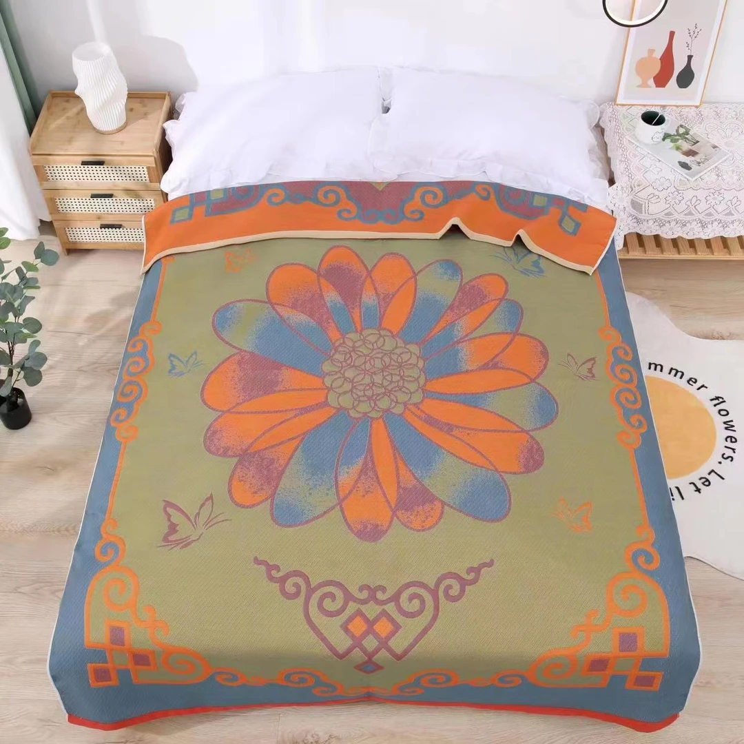 蝶恋花150*200单人多层纱布盖毯四季通用多功能盖被